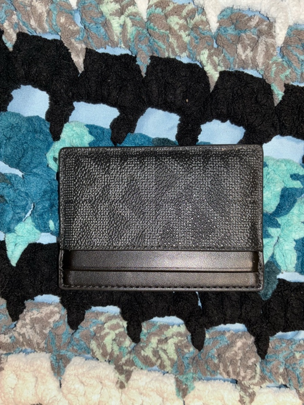 Michael Kors Black Textured Leather Card Holder Wallet